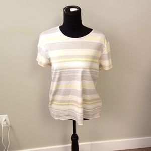 Croft & Barrow Women's Gray Yellow Classic Tee Short Sleeve XL